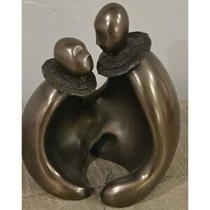 Cold Cast Bronze Sculpture Double Seating African Figurines Modern Art